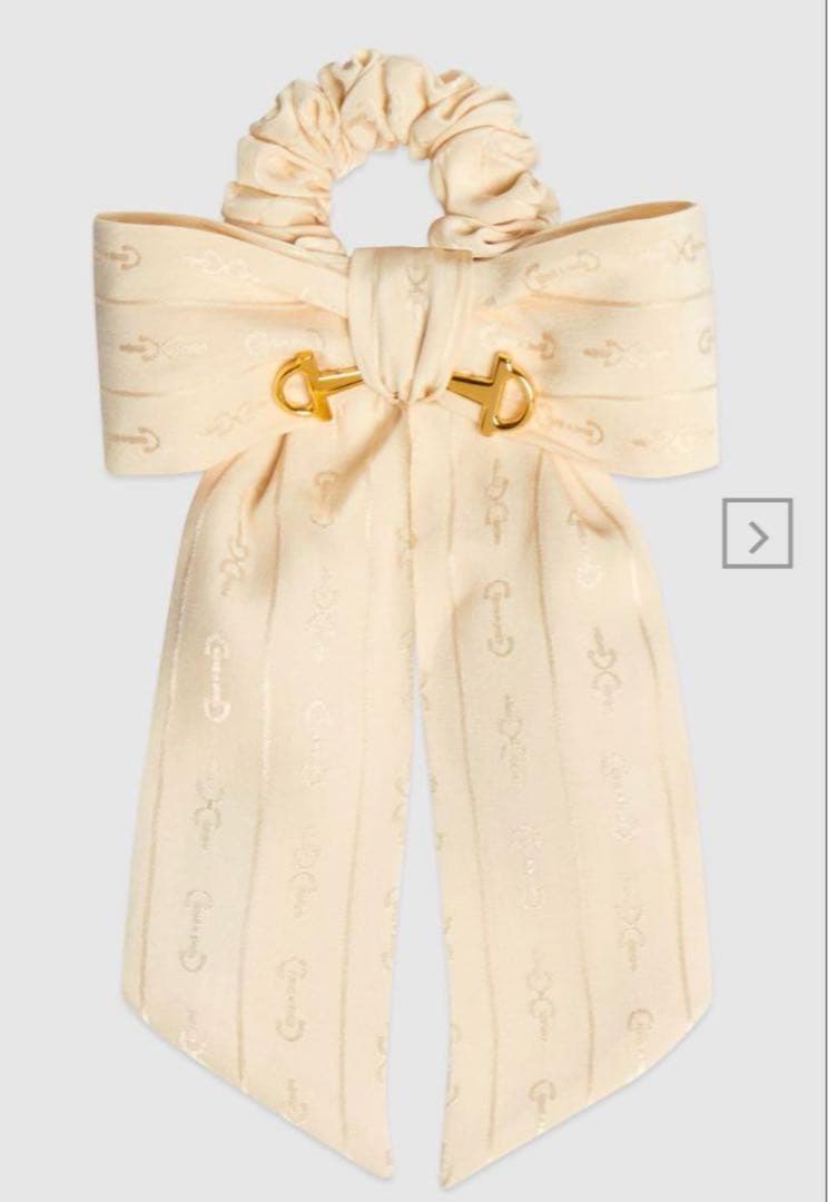◉9/16迄◉GUCCI リボン付き ホースビット シュシュ アイボリー 正規店