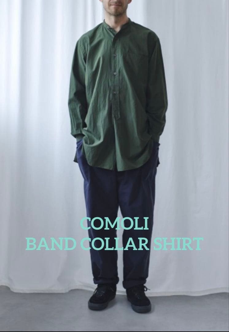 comoli 16ss バンドカラーシャツ size3
