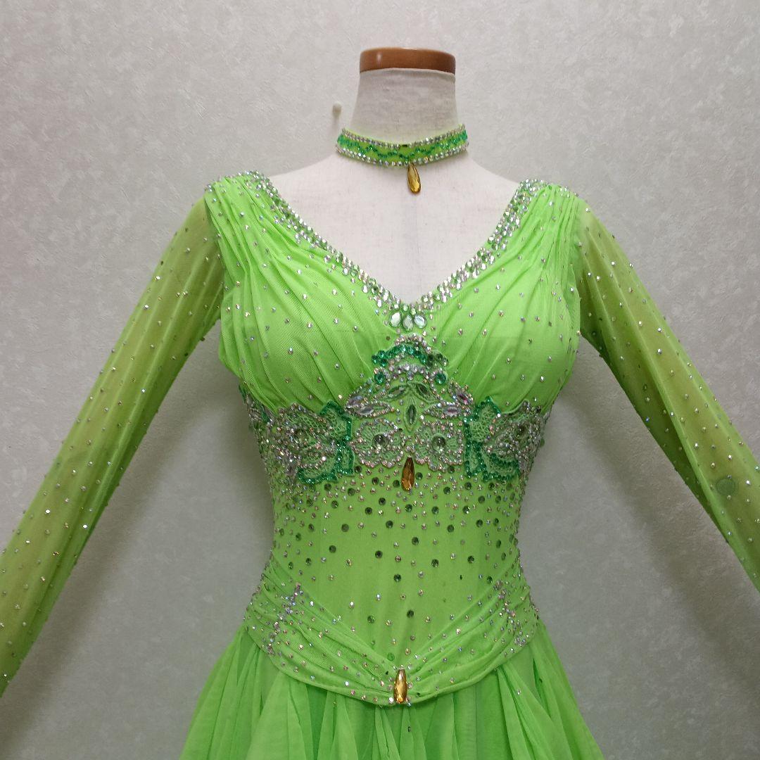 グリーン社交ダンスドレス　　白樺ドレス