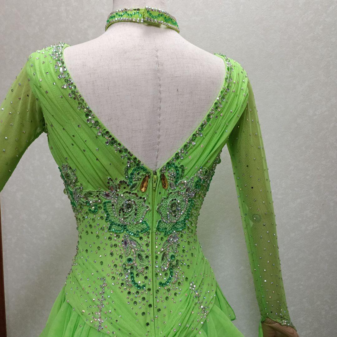 グリーン社交ダンスドレス　　白樺ドレス