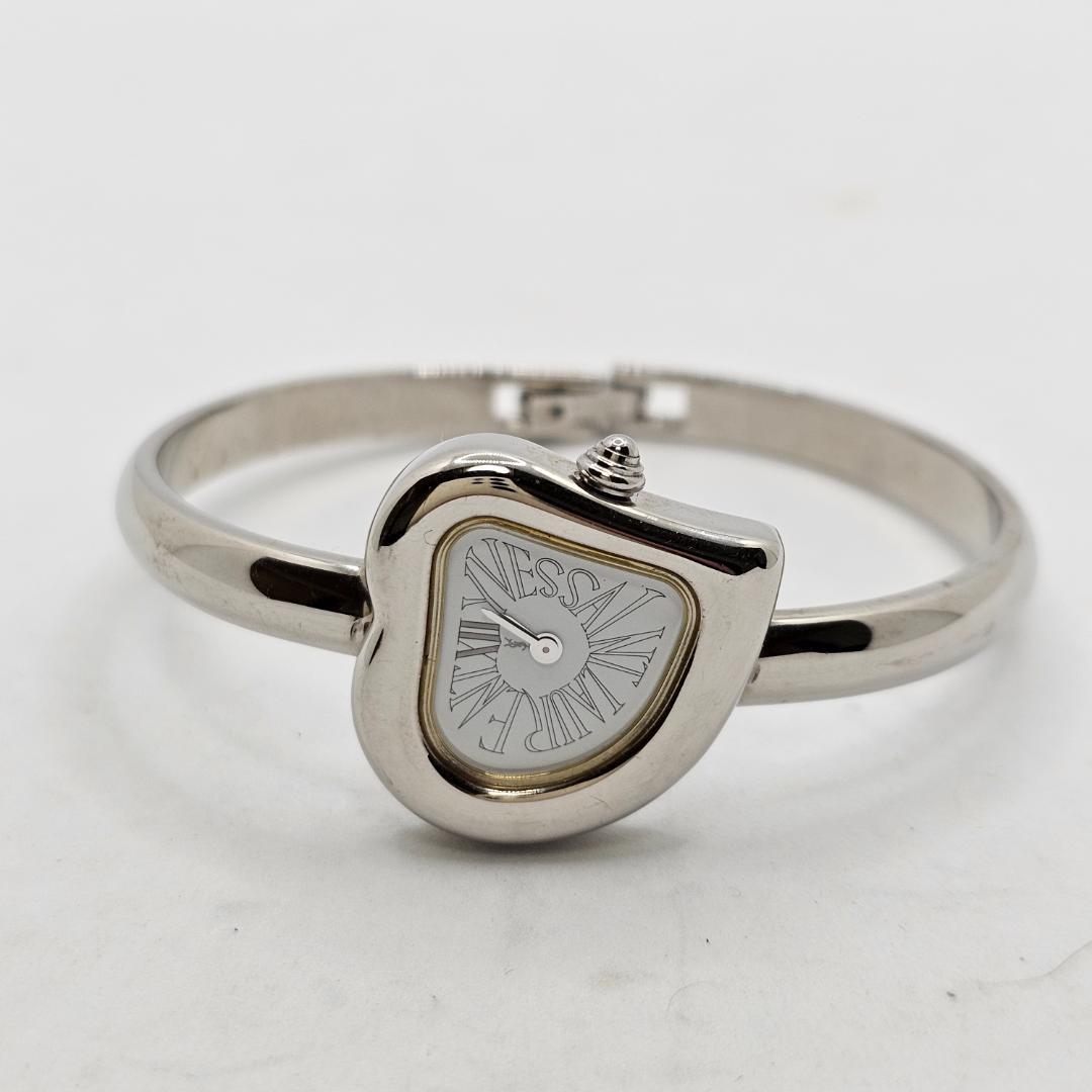 【希少】 YSL 40周年記念 ハート型 バングルウォッチ 稼働品