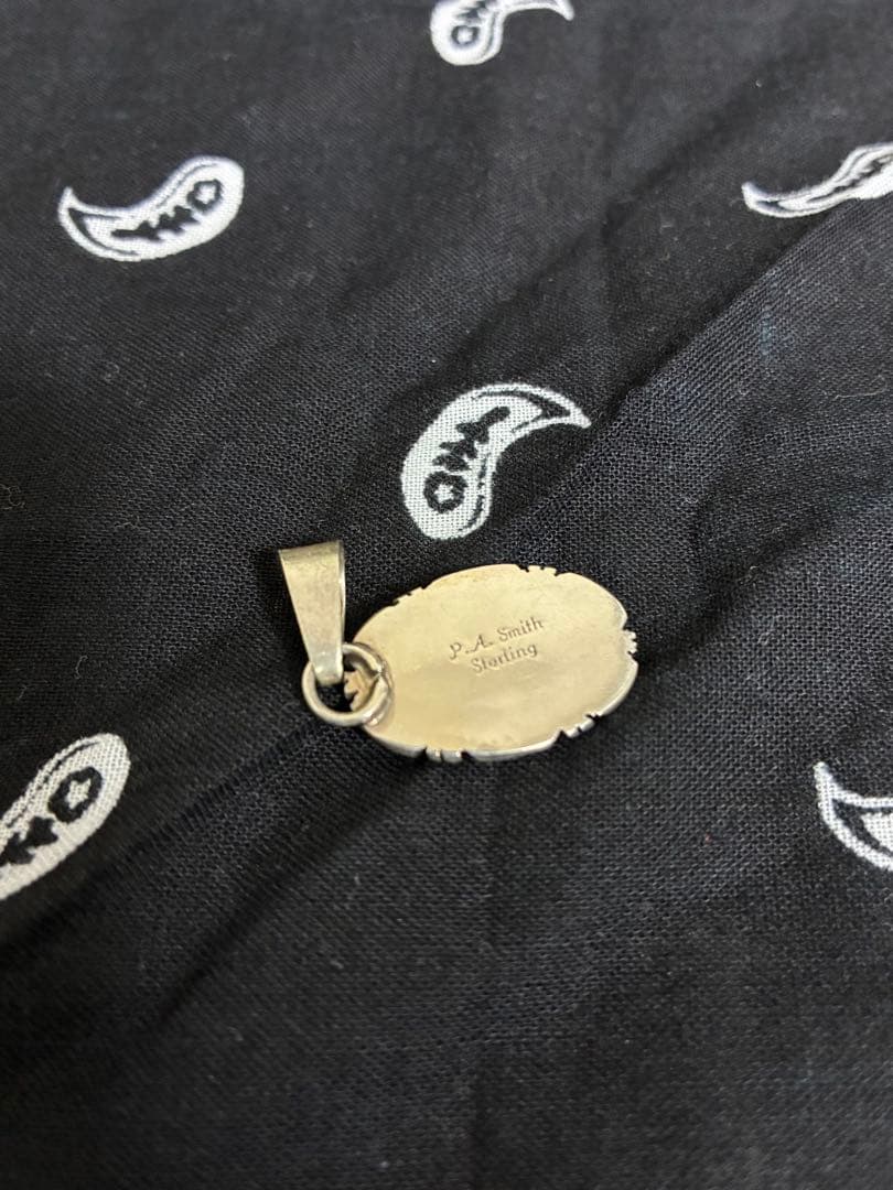 ナバホ族シルバーネックレストップP.A.Smith刻印　ターコイズ