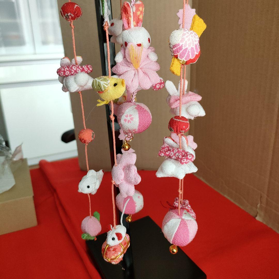 ひな祭り飾り カラフルな布製　　　(こつぶうさぎ　特小)スタンド付き