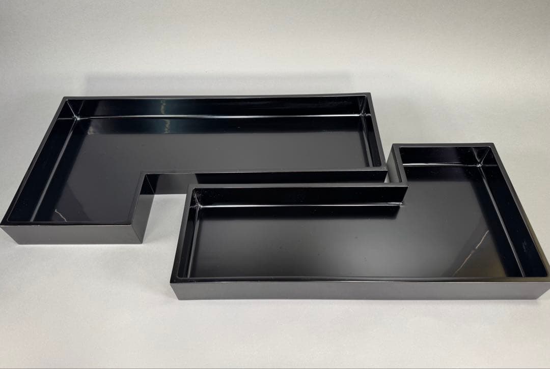 いけばな　草月流　草月蒼風好　草月八っ橋　漆塗　黒のL字型花器 2個セット華道具