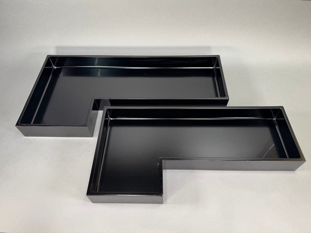 いけばな　草月流　草月蒼風好　草月八っ橋　漆塗　黒のL字型花器 2個セット華道具