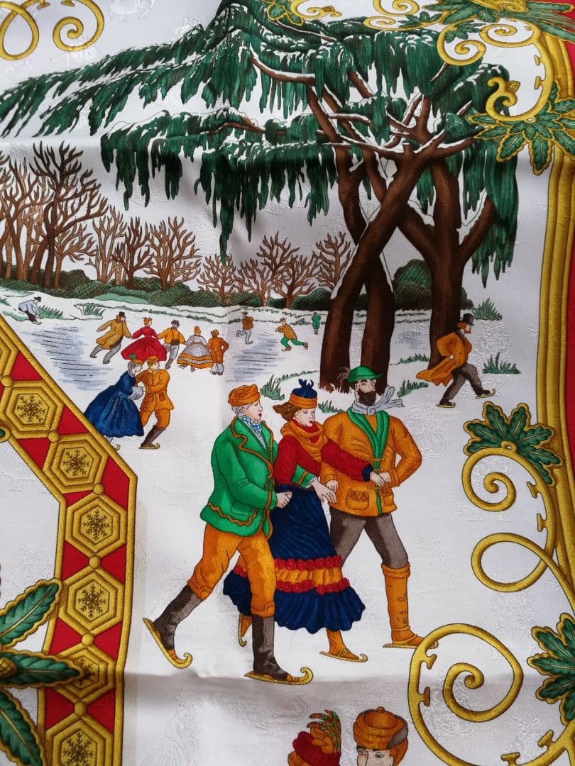 エルメス　HERMES　スカーフ　カレ90　冬の愉しみ