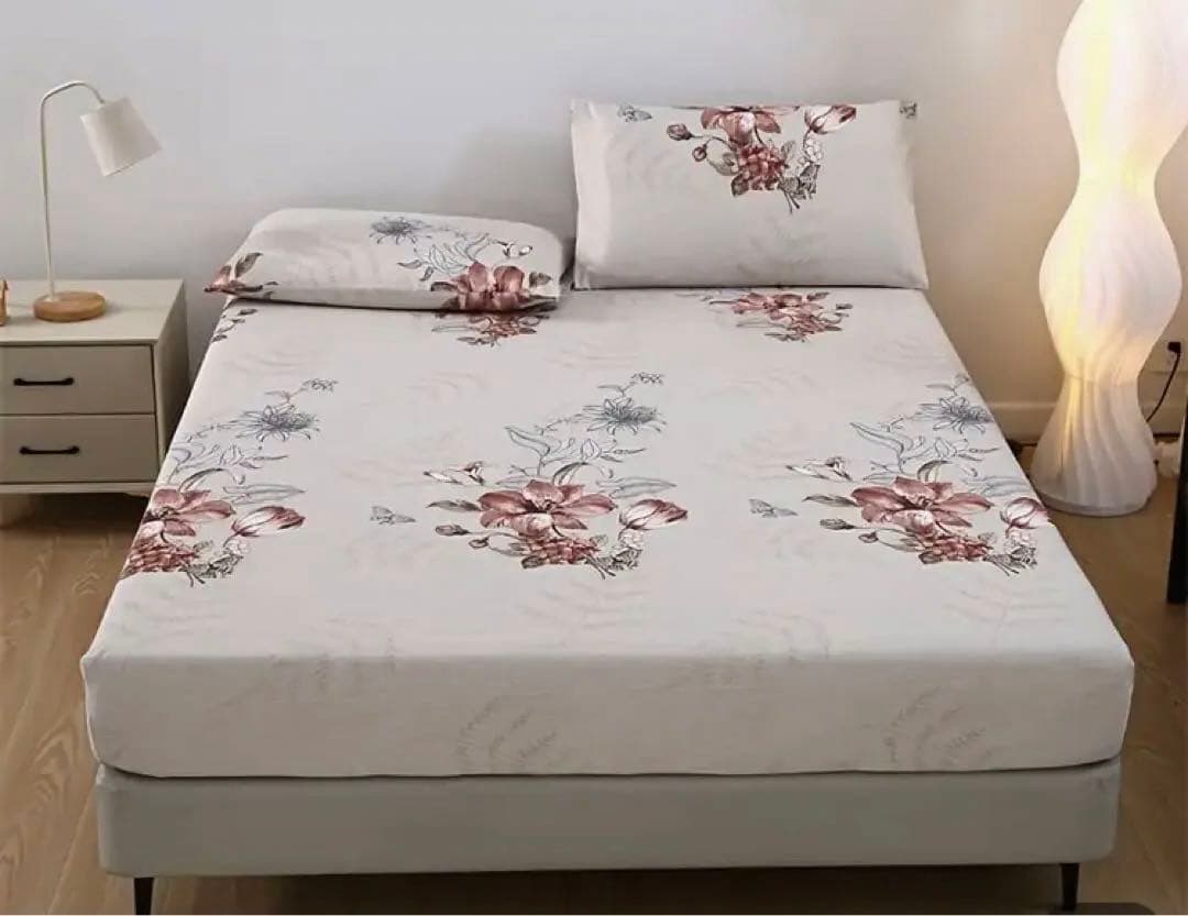 クイーンサイズ花柄シーツセット枕カバー付き