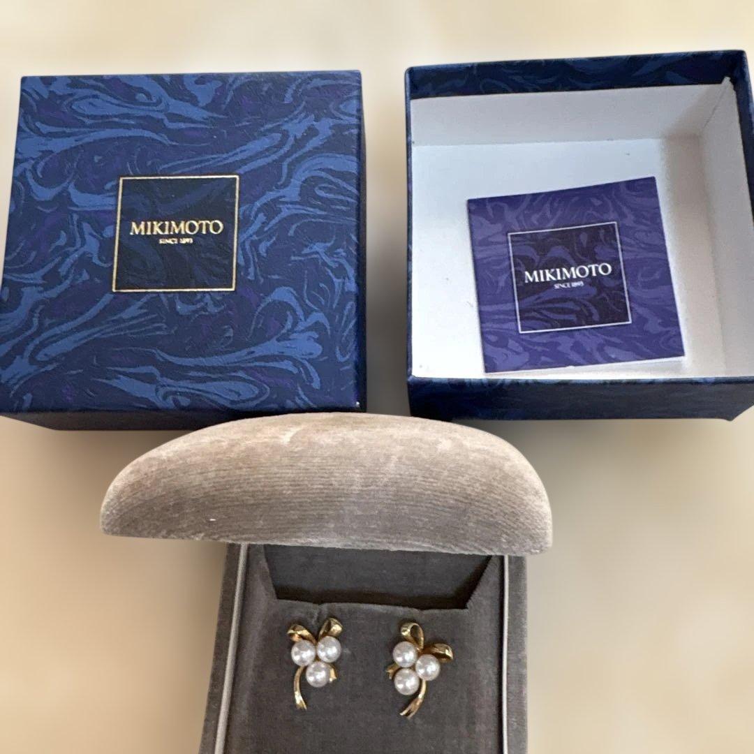 ミキモトピアス18kゴールドリボンMIKIMOTO