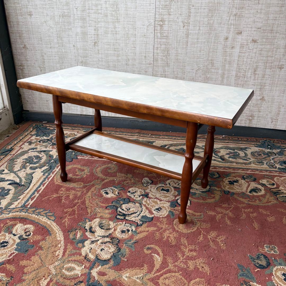 昭和レトロ ミッドセンチュリー 大理石柄 木製センターテーブル コーヒーテーブル