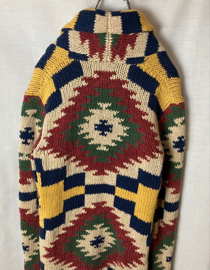 デニムアンドサプライラルフローレン ネイティブ柄ショールカラーニットカーディガン