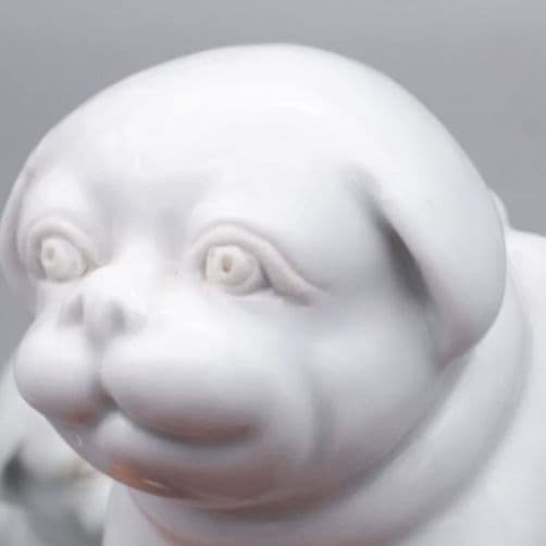 海を渡り、英国で百年以上座り続けた仔犬B正面！明治～大正期 平戸焼古伊万里九谷猫