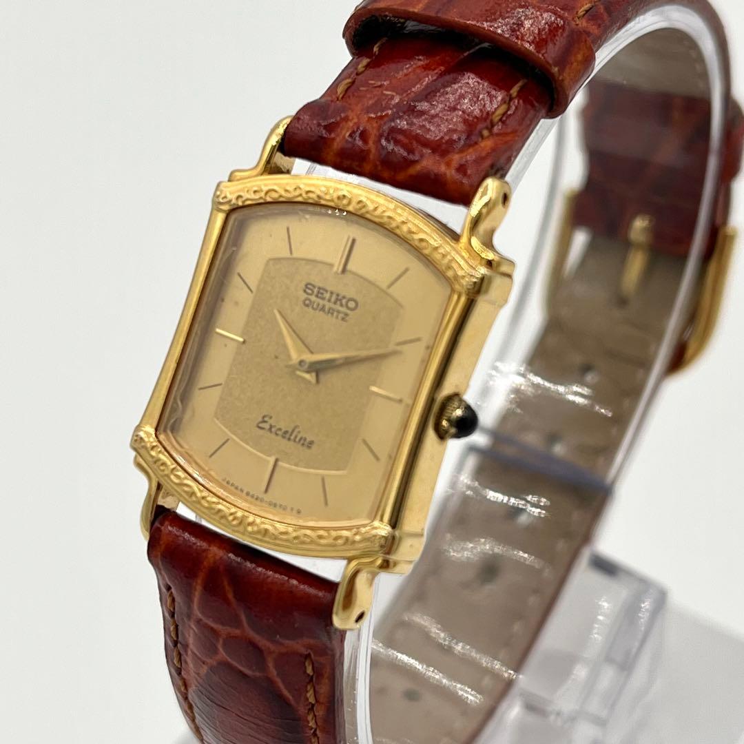 【稼動】14k SEIKO EXCELINE 腕時計 ゴールド クォーツ