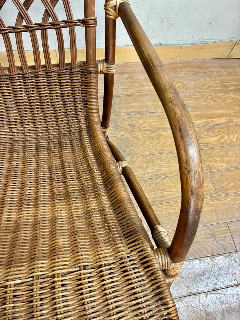 管448☆アジアンヴィンテージ☆ラタン☆藤☆ロッキングチェア☆揺り椅子