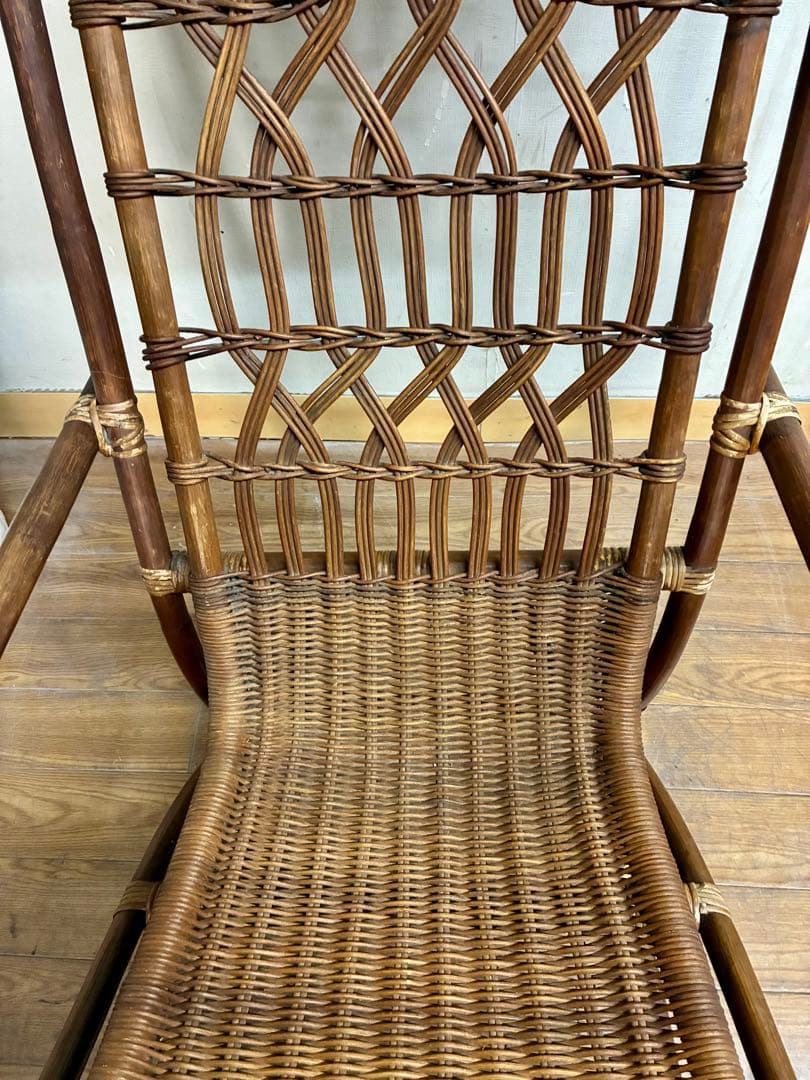 管448☆アジアンヴィンテージ☆ラタン☆藤☆ロッキングチェア☆揺り椅子