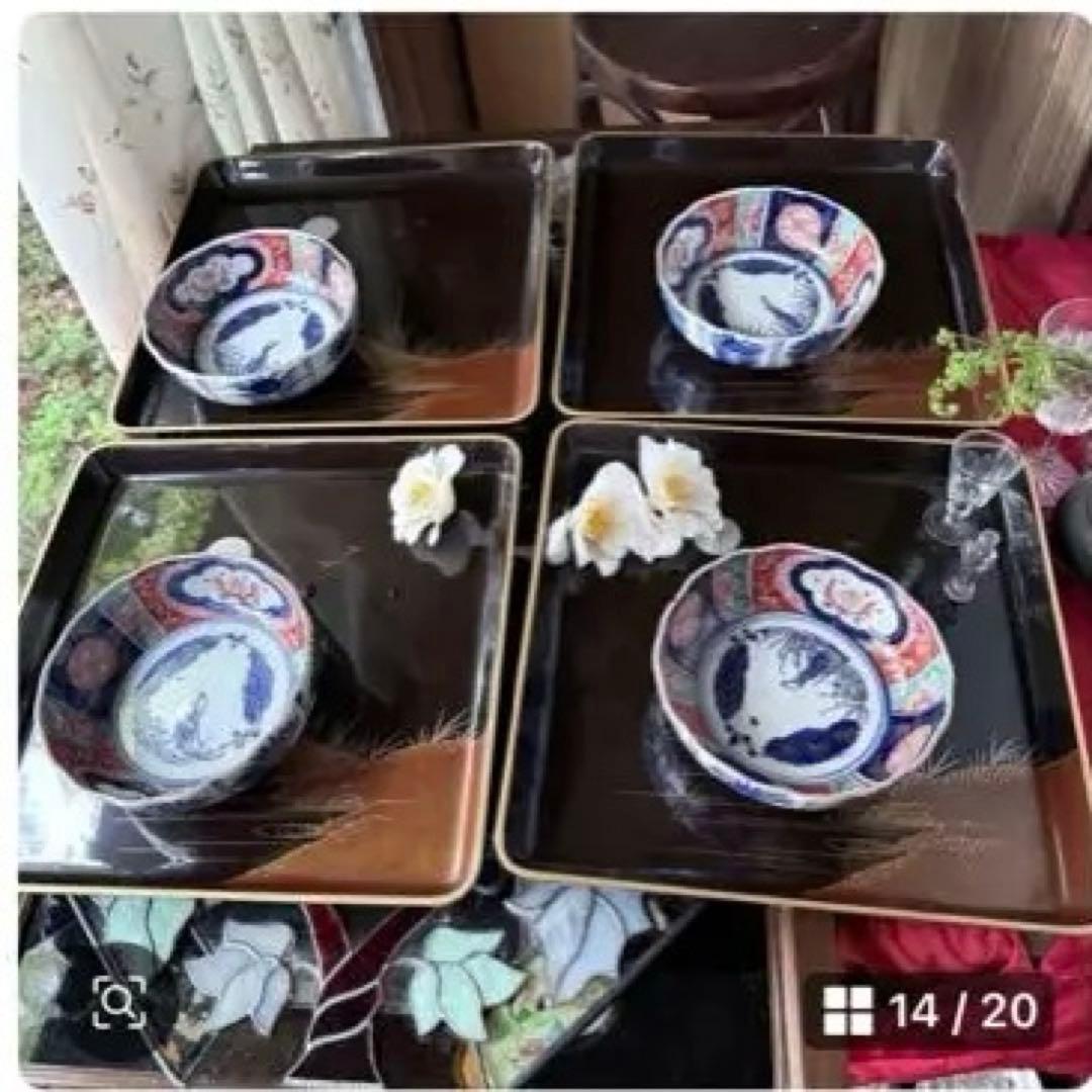 2244様感謝‼️JAPANGOZEN超絶時代蒔絵「源氏物語　須磨　明石」御膳5客