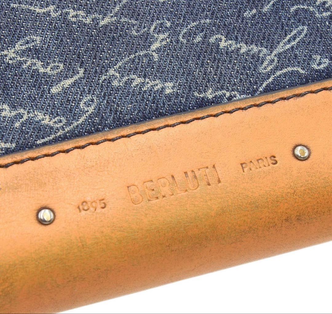 R2958 ベルルッティ イタウバ デニム×レザー ラウンドファスナー長財布
