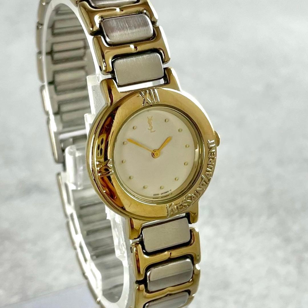 イヴサンローラン YSL コンビ ゴールド タイムレス ラウンド時計