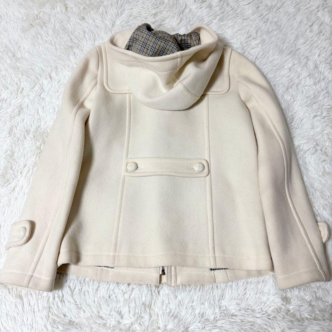 希少 バーバリーブルーレーベル ダッフルコート ノバチェック フード ホワイト