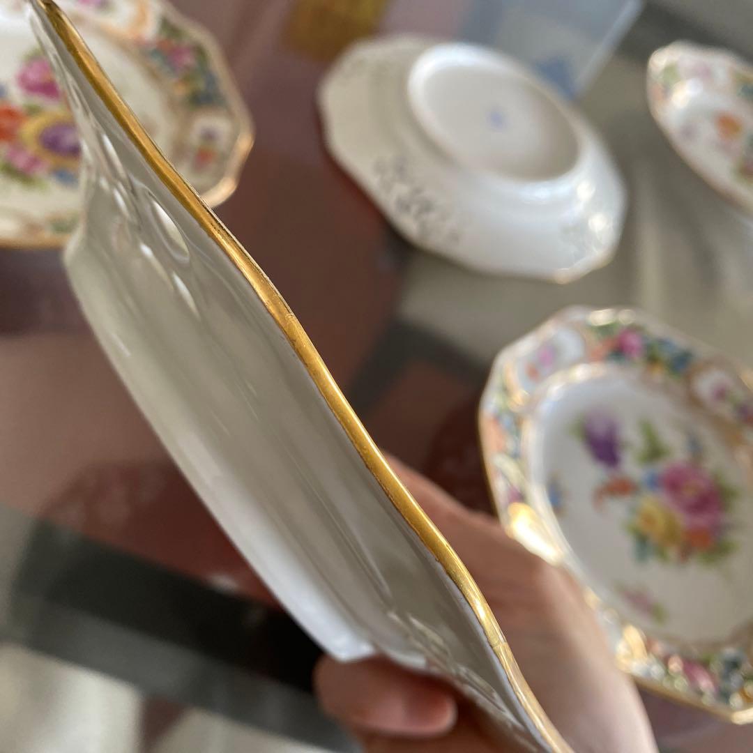 ドレスデン　アンティーク　透かし　皿　ケーキ　プレート　花　6枚セット