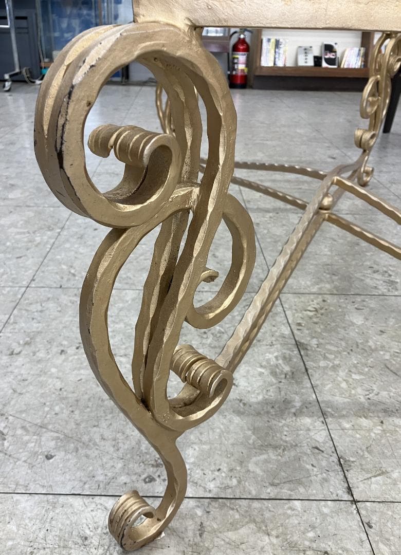 ガラス センターテーブル アイアン脚 ゴールド