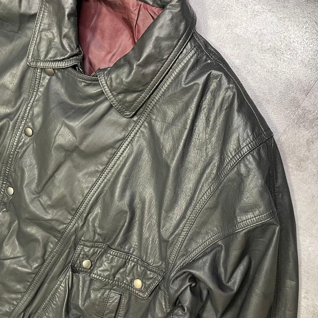 90s A-2 ブラックレザー フライトジャケット L 牛革