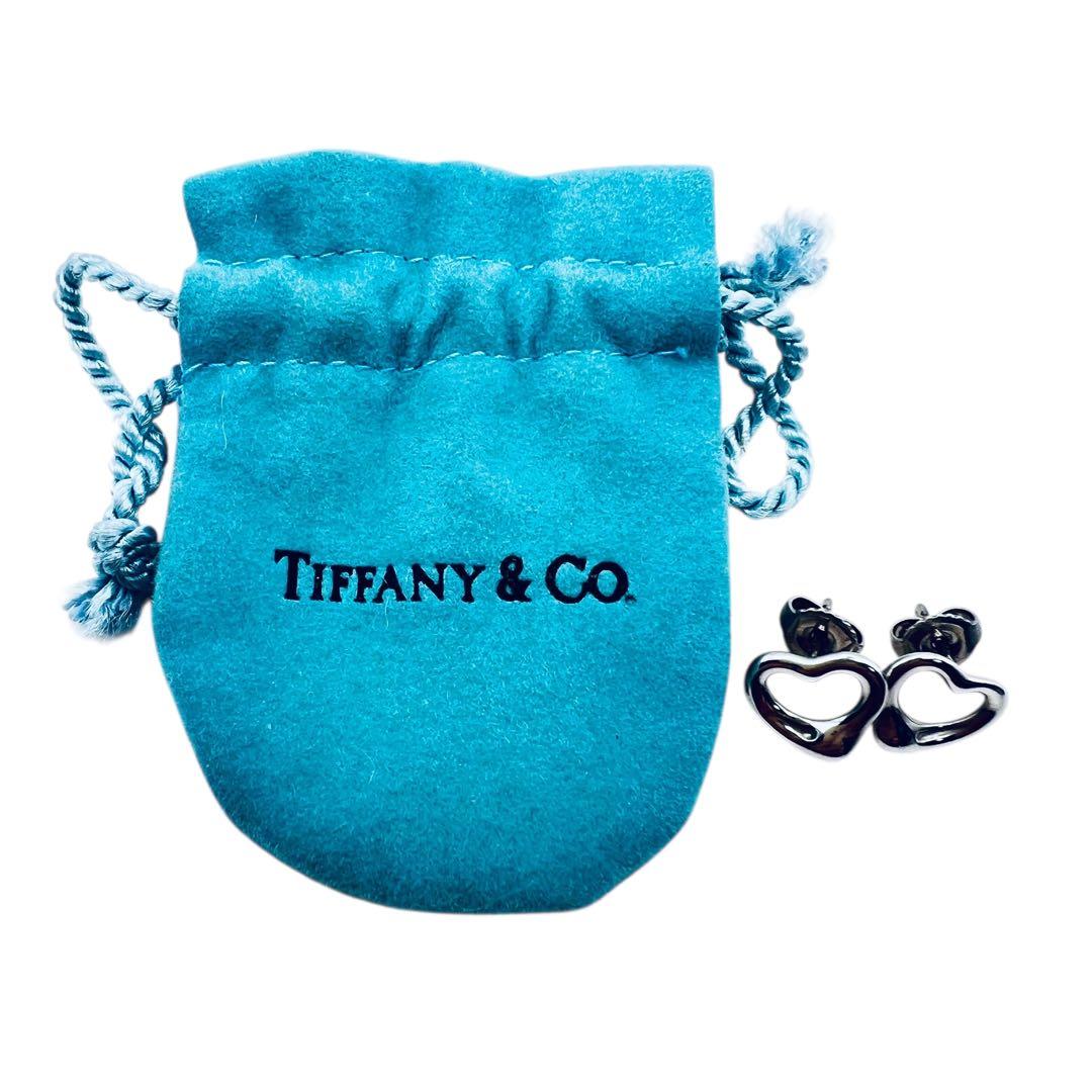 美品✨ティファニー　スモール　オープンハート　スタッド　ピアス　シルバー