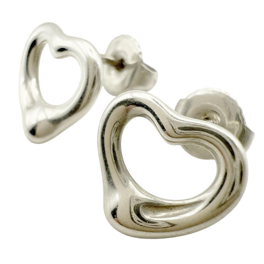 美品✨ティファニー　スモール　オープンハート　スタッド　ピアス　シルバー