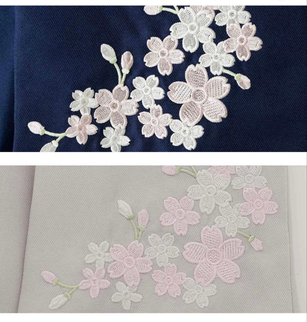 子供用 着物 桜刺繍付き 120cm 袴２着（グレー&紺）