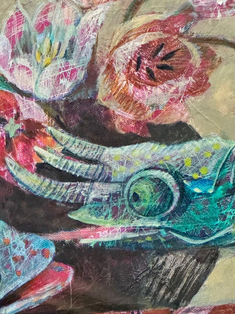 長谷川桑知子　「愛する隣人」キャンバスに油彩、F6