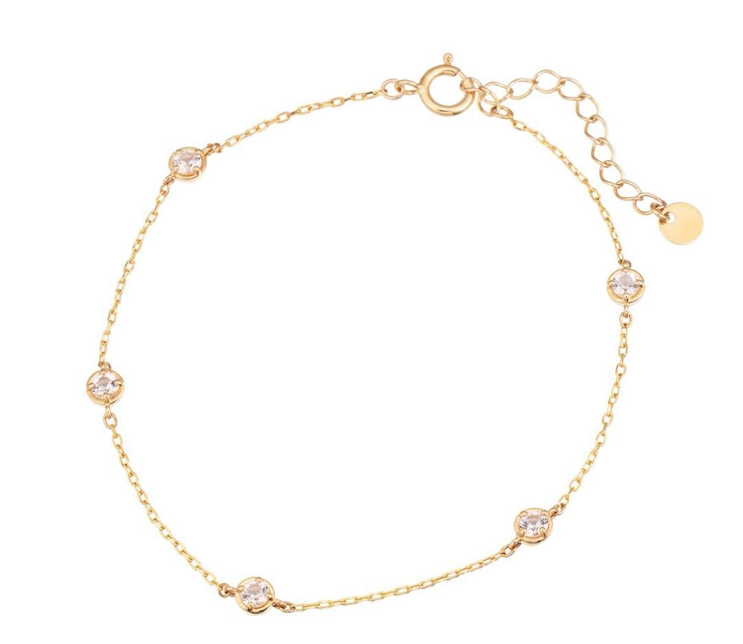 K10イエローゴールドホワイトトパーズブレスレット　ジュエリーツツミ