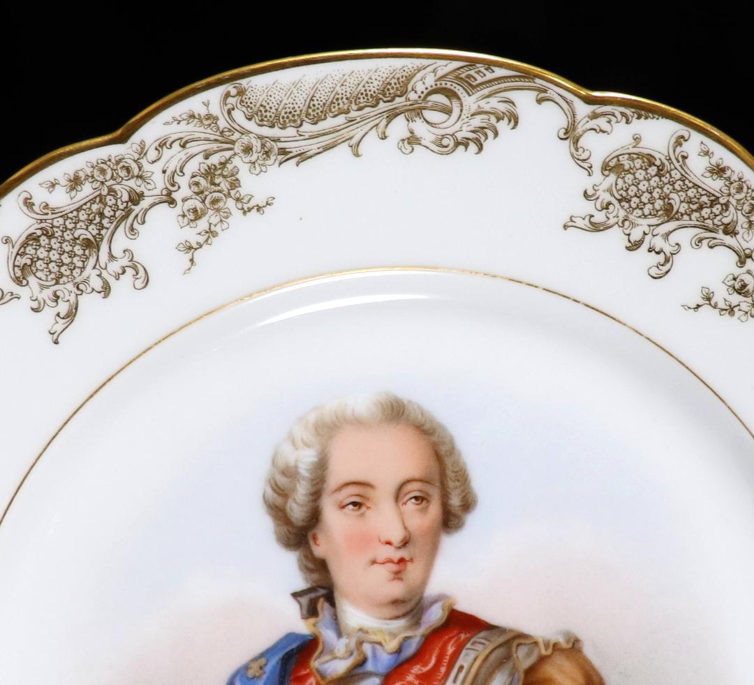 オールド・セーブル 1846年製 フランス王ルイ15世 金彩大型24cm 飾り皿