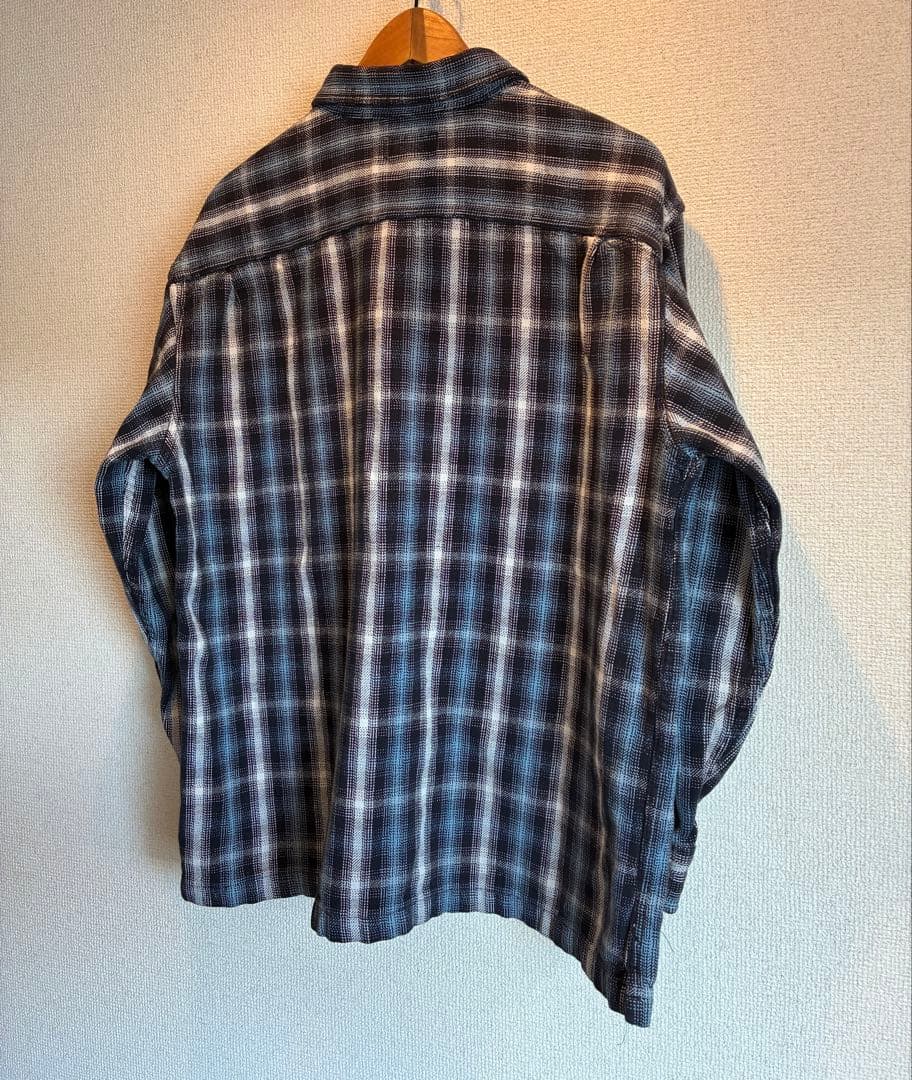 ST. JOHN'S BAY オンブレチェックシャツ XL ブルーxネイビー