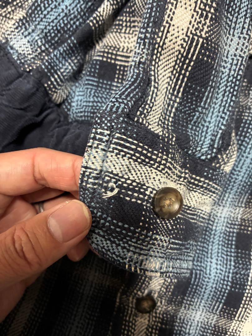 ST. JOHN'S BAY オンブレチェックシャツ XL ブルーxネイビー