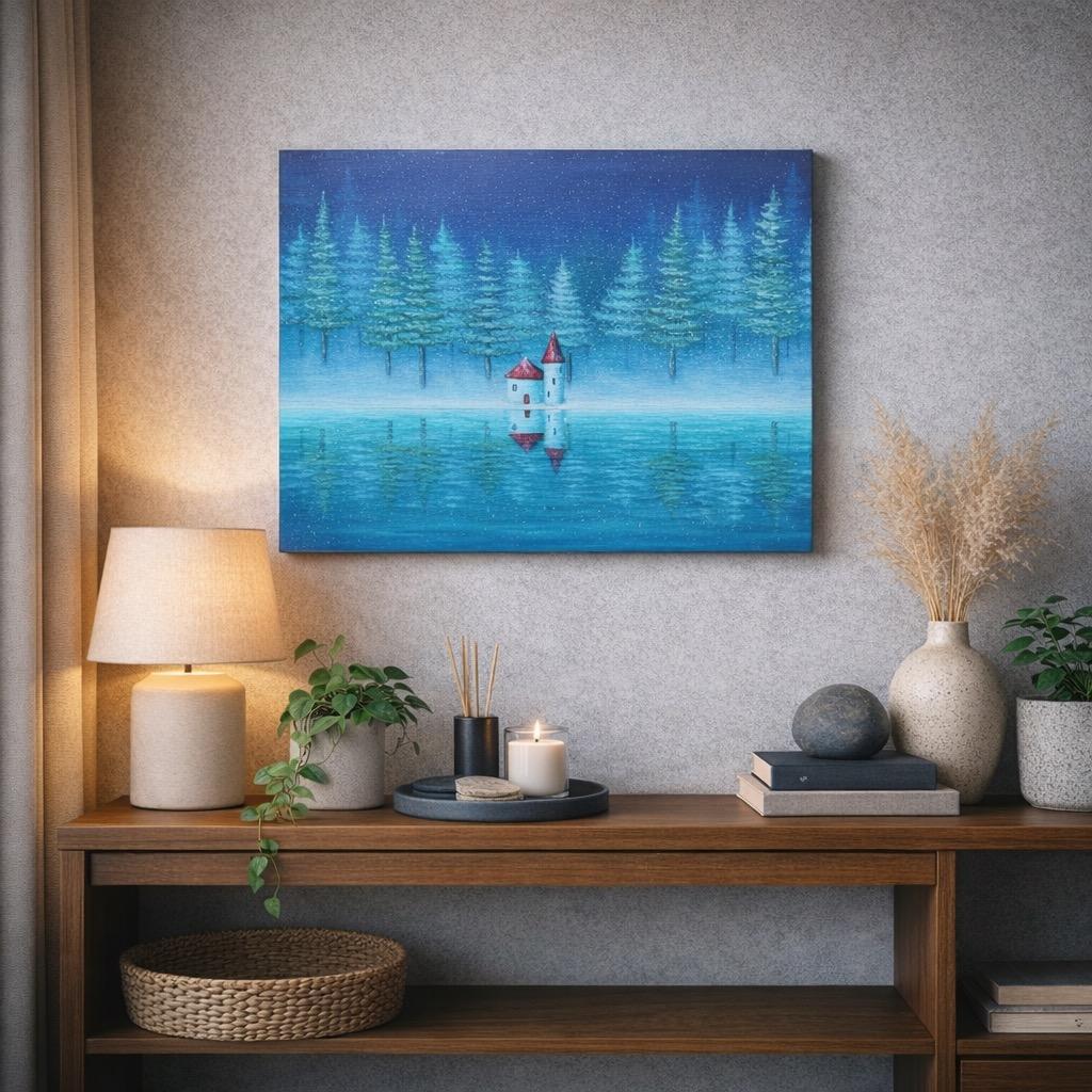 『white and silence』　アクリル画/絵画/抽象画/風景画/冬