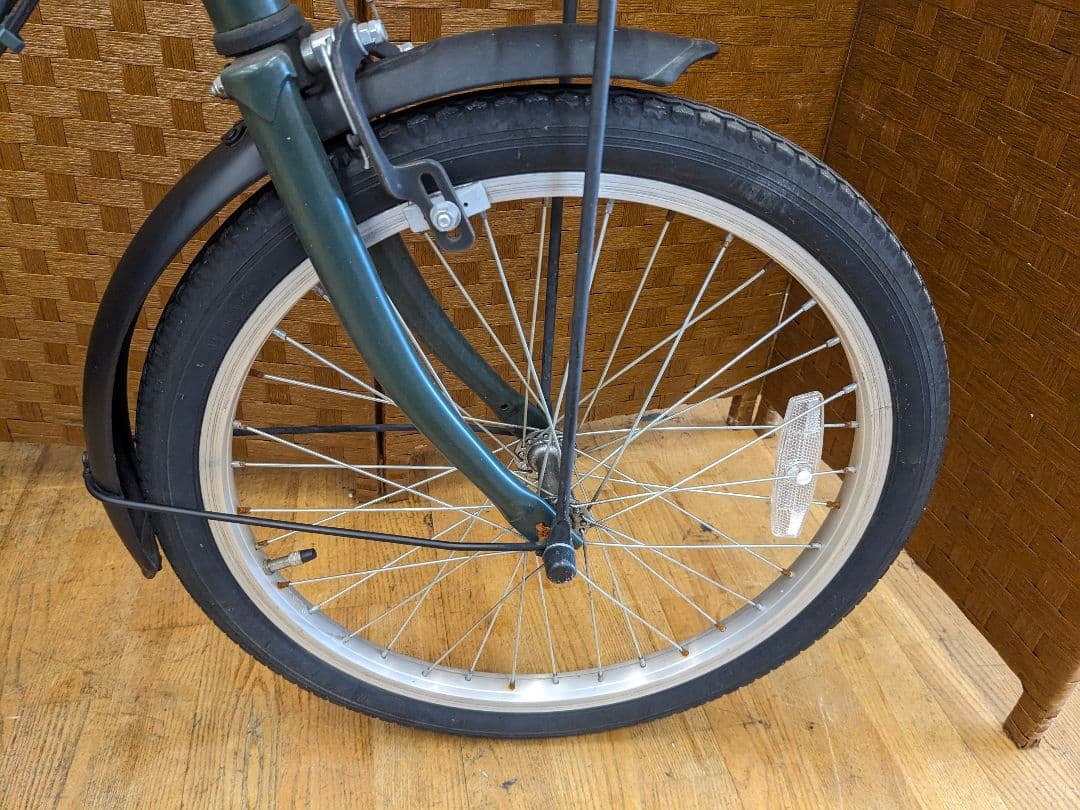 U002 折りたたみ自転車　20インチ　カゴ付き　グリーン