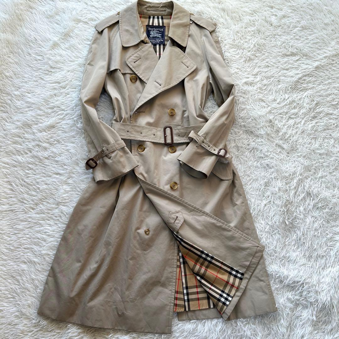 【希少XL 極美品】バーバリー　トレンチコート　ロング丈　ベルト完備　ベージュ