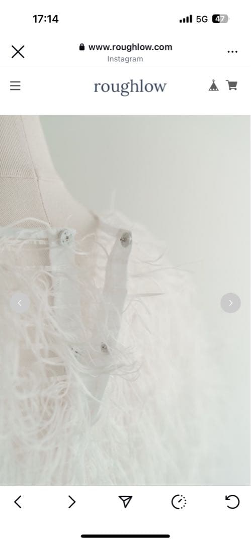 トップス roughlow airy fringe sheer tops(white)