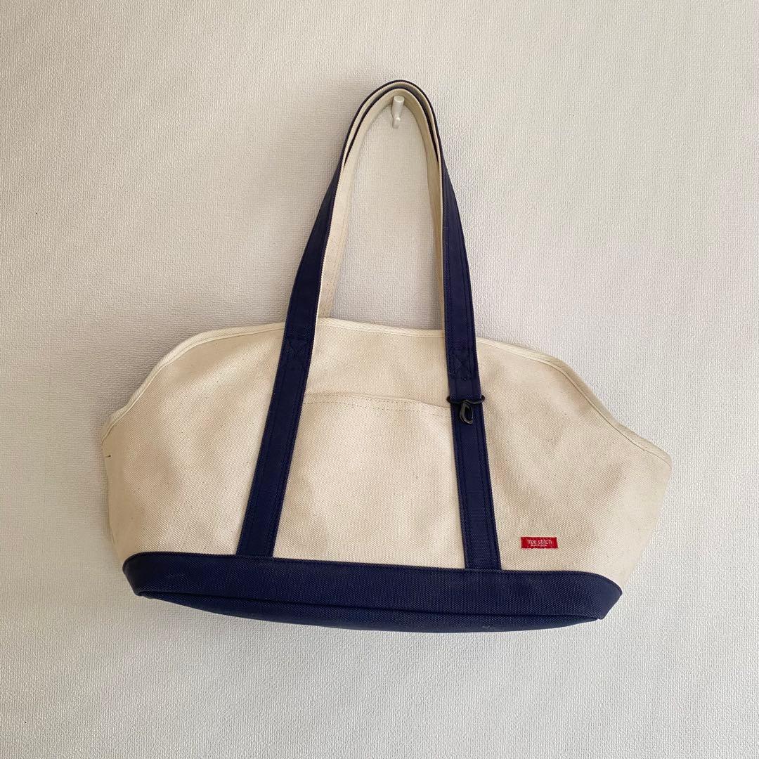 free stitch フリーステッチ 犬猫 キャリーバッグ ホワイト/ネイビー