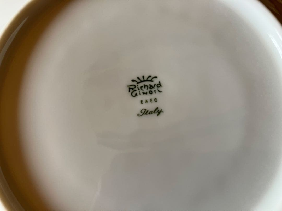 ジノリ　ベッキオホワイト　ダブルハンドルスープカップ&ソーサー×5