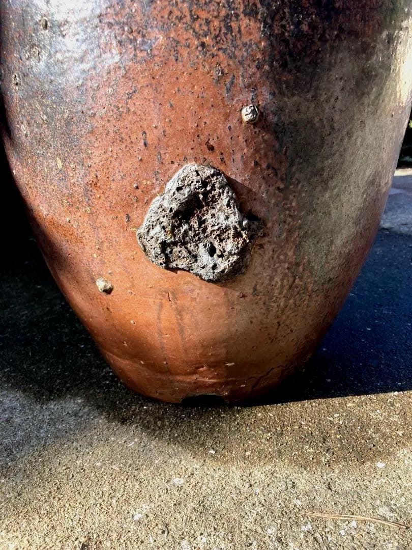 味わい深い 古い 大きな 陶器の甕 (かめ) 壺植木鉢 メダカ鉢 和風51センチ