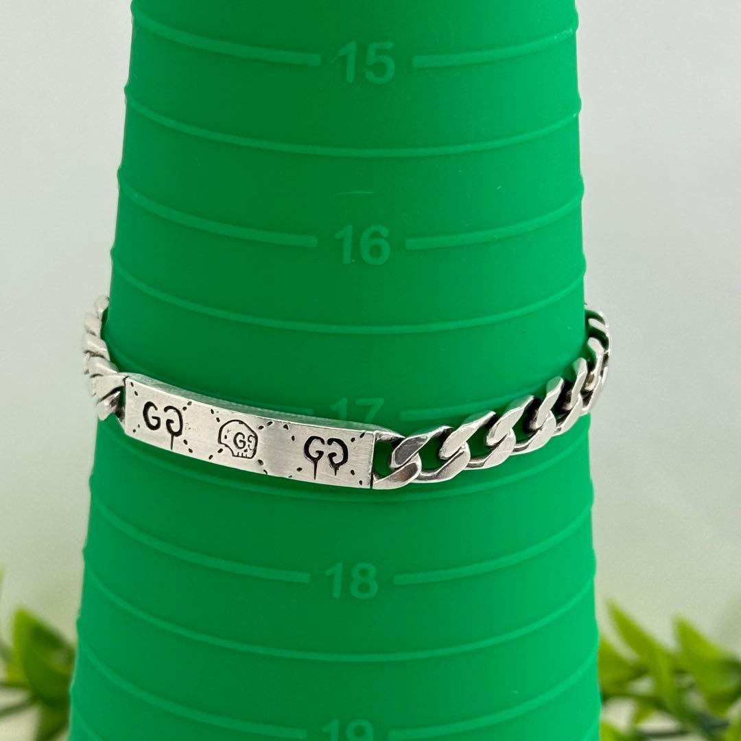 グッチ 17 サイズ シルバー925 ゴースト ブレスレット 079518