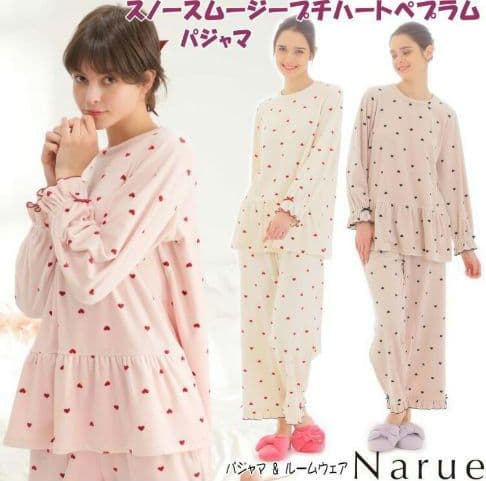 ◎新品未使用タグ付 ナルエーパジャマ スノースムージープチハートペプラム ピンク