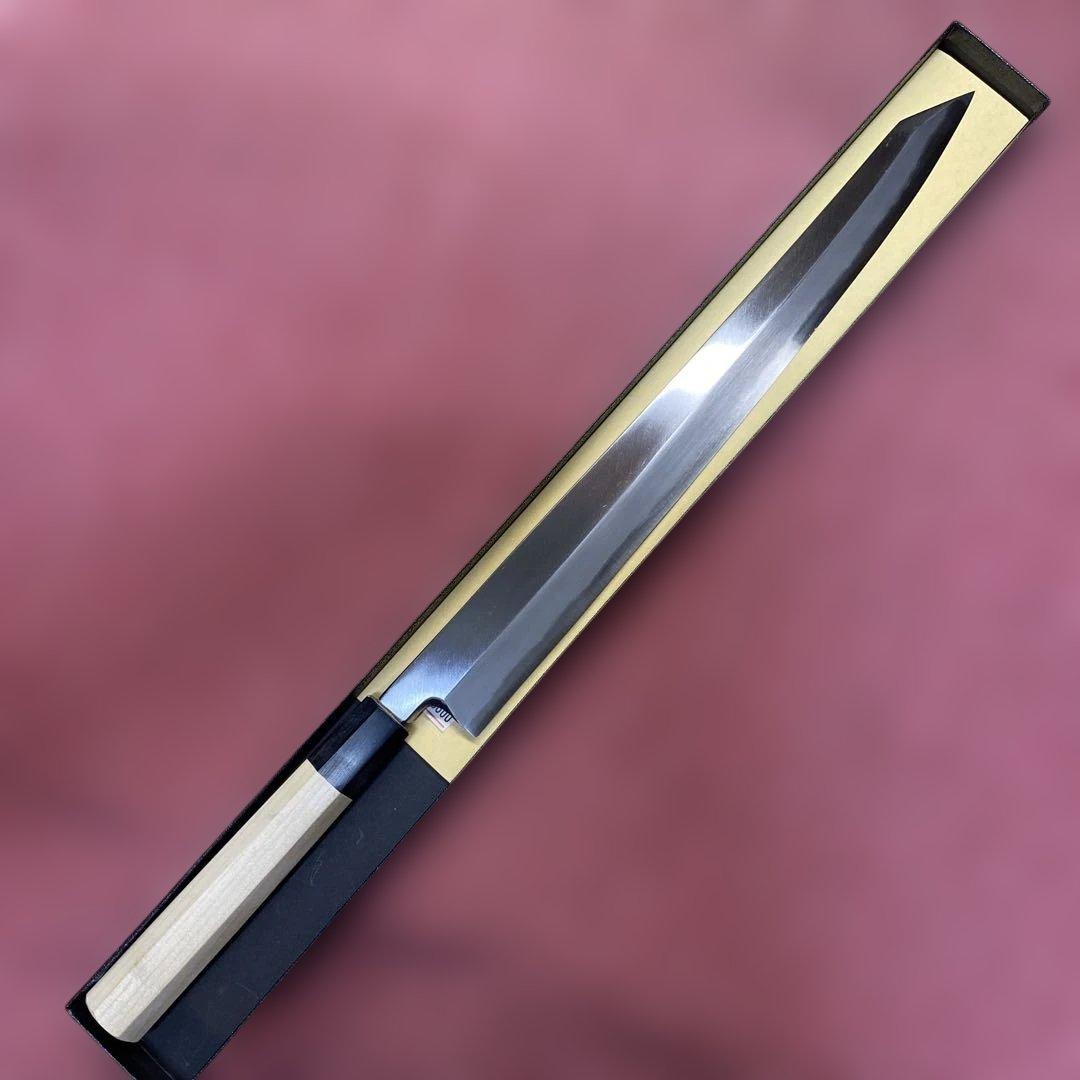 青二鋼　勘所切付柳刃包丁　360㎜　尺2寸