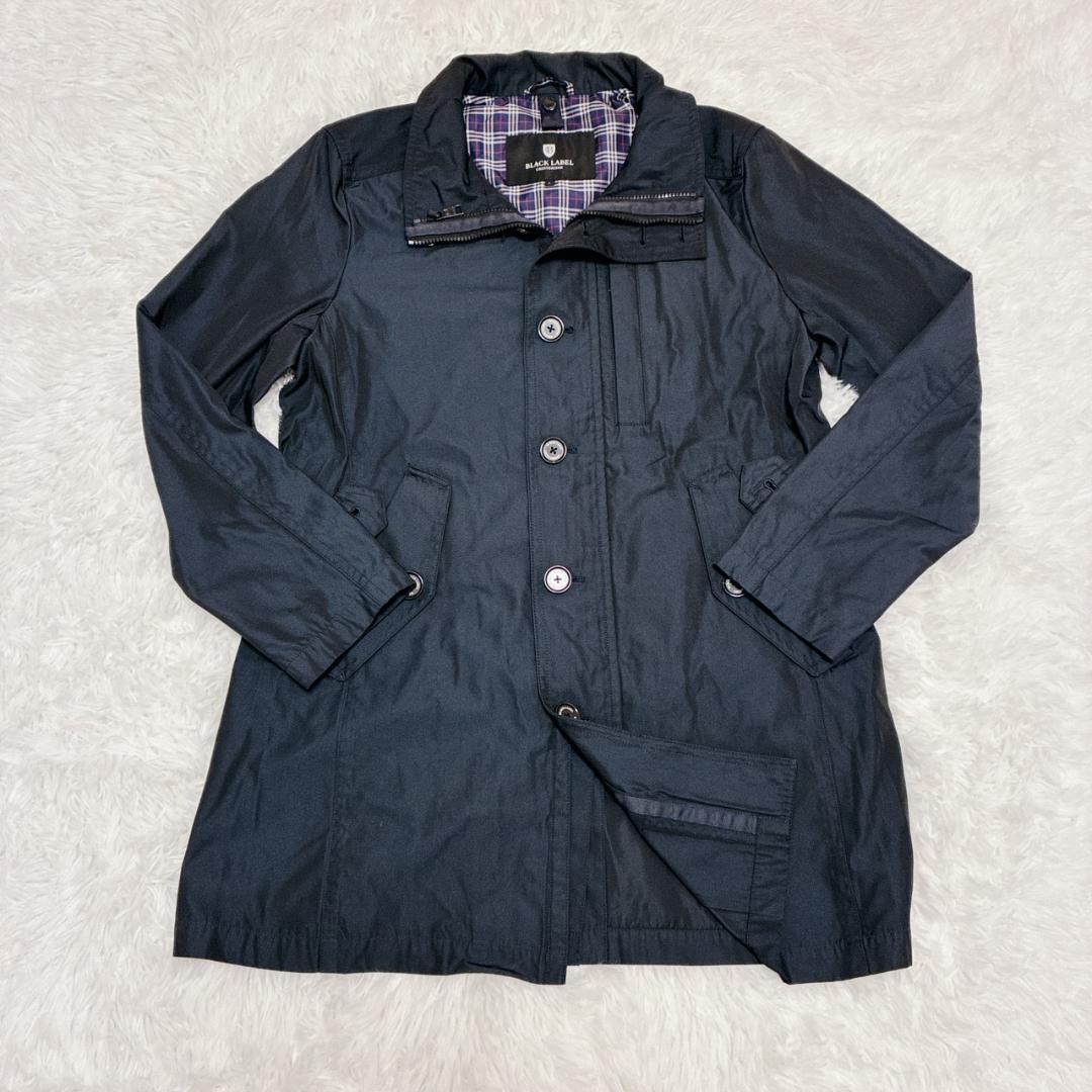 未使用級 ブラックレーベル クレストブリッジ ステンカラーコート ネイビー