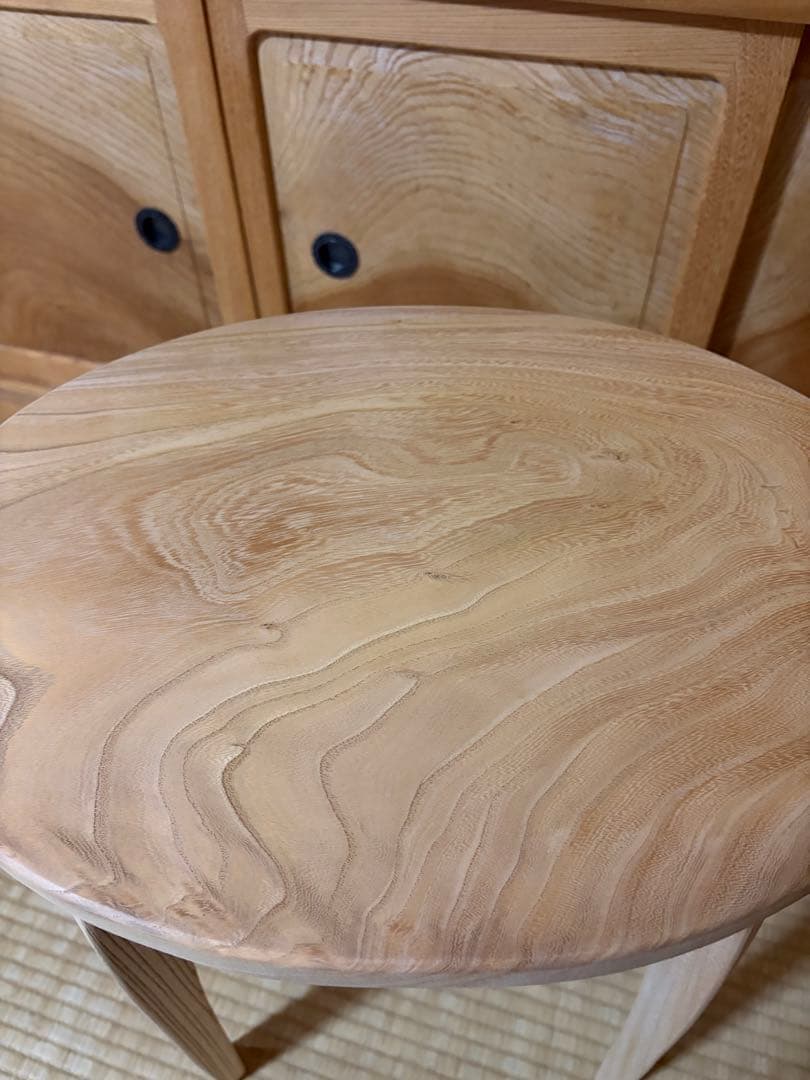 1361建具屋58年のおじいさんの手作り木製サイドテーブル、スツール