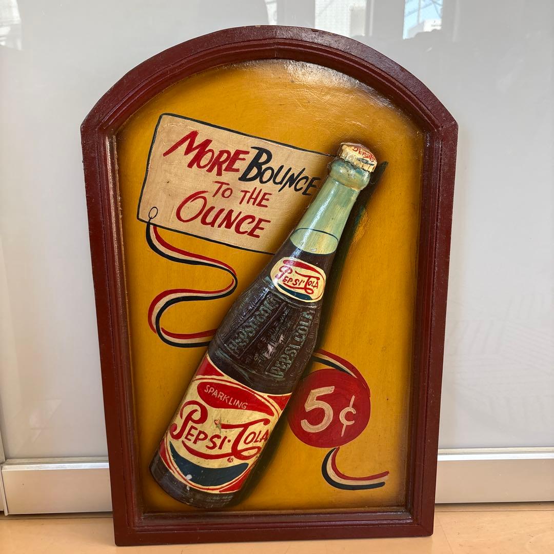 アンティーク雑貨 ハンドペイント ウォールサイン 木製 ウッドパネル Pepsi