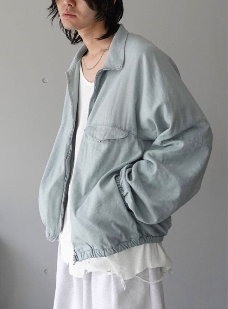 ジャケット・アウター ANCELLM SILK NEP KIMONO BLOUSON sax