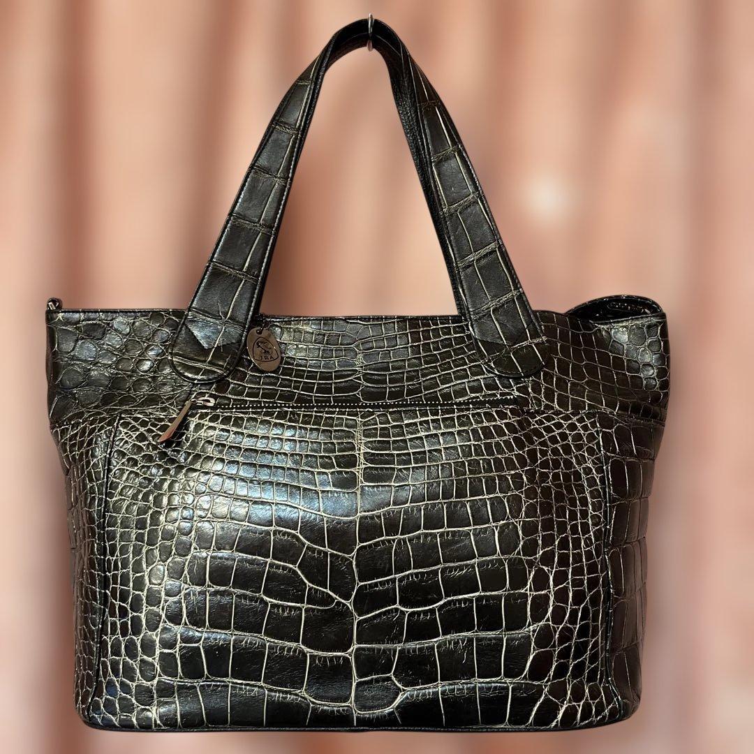 JRA 日本製クロコダイルトートバッグ 黒