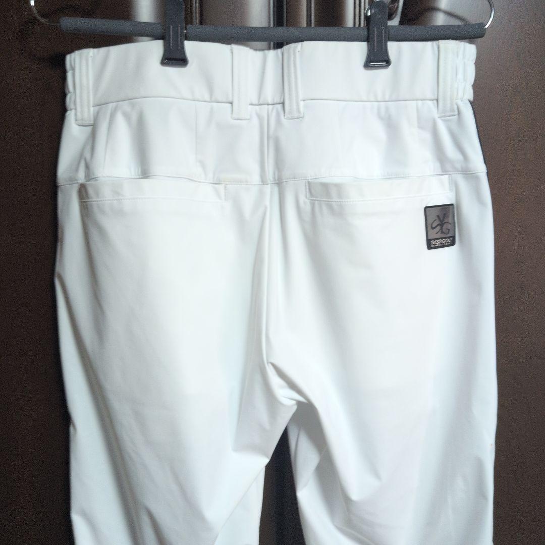 SY32:メンズ:Lサイズ:カルビコ スリム サイドラインパンツ:白/黒ライン