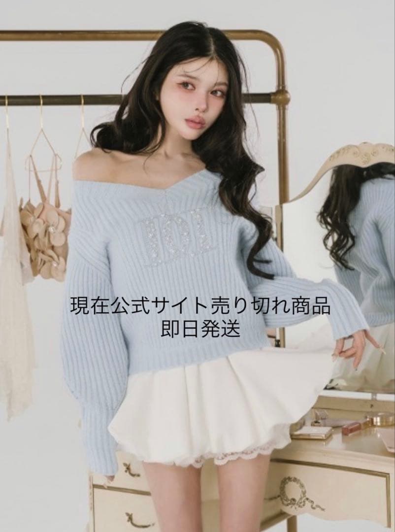 Darich ファンシービーズDDロゴボリュームニットトップス SAX